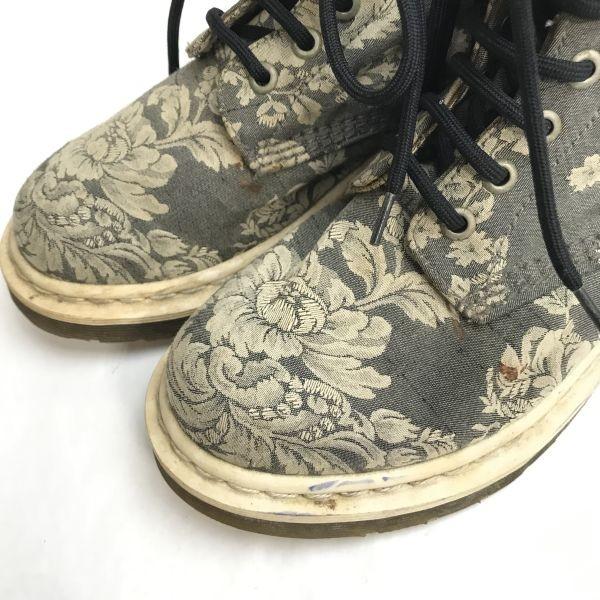 Dr.Martens CASHLIN 8-Hole Short Boots Gray Floral Size 4 (22.523.0cm)(USED)