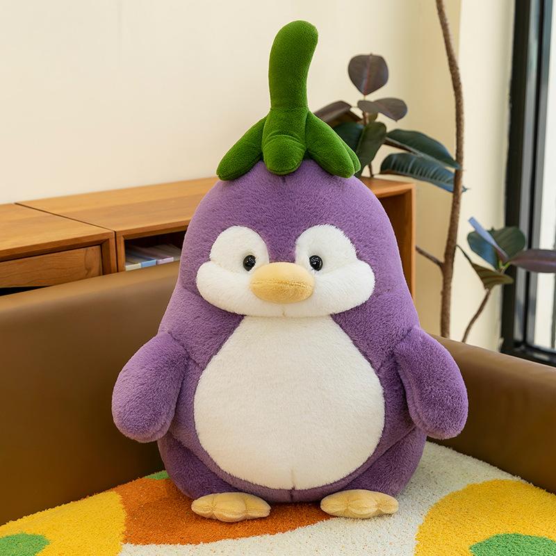 Eggplant Penguin Doll Plush Toy Comfort Sleeping Doll Ornaments Grab Machine Doll Birthday Gift for Boys and Girls