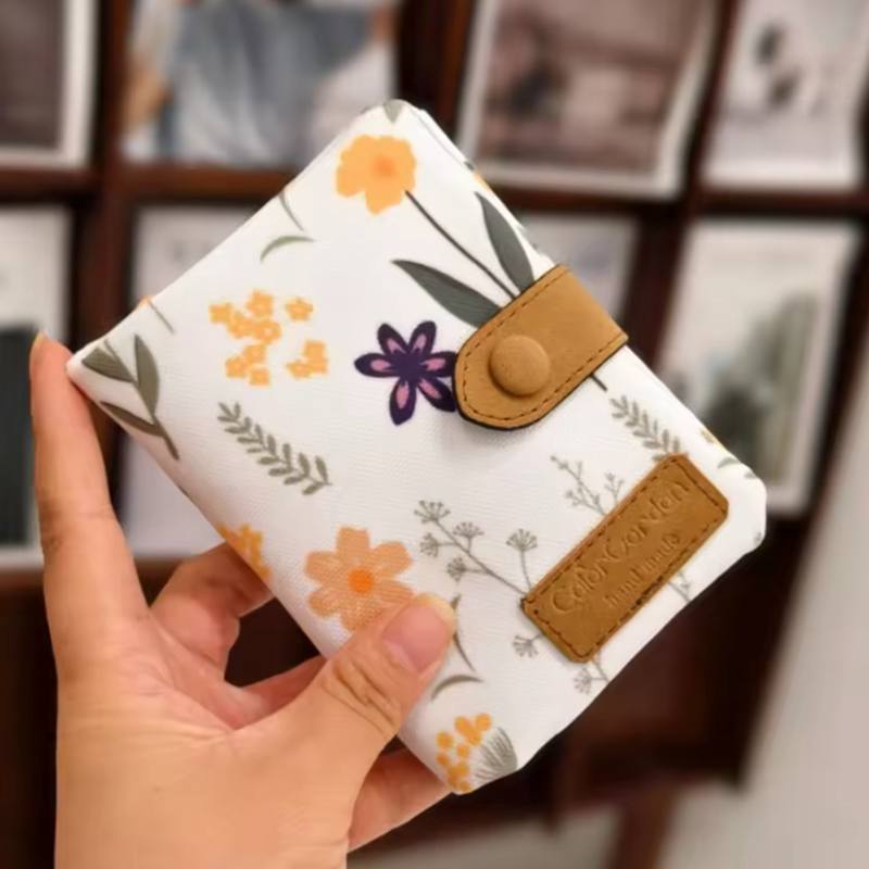 Dámská roztomilá krátká peněženka na zip s přezkou PU kůže-Kapacitní peněženka na mince Peněženka Matný potisk Držák na ID kartu Dívčí roztomilá psaníčko