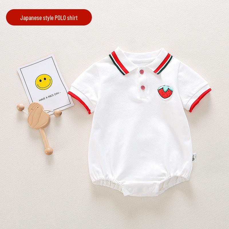 Infant Short Sleeve Cotton Jumpsuit - Cute Cartoon Design for Summer