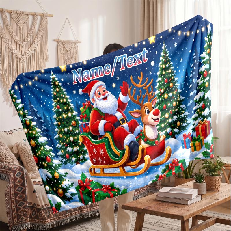 Christmas Flannel Throw Blanket Soft Warm Cozy For Sofa Bed Indoor Home Use Great Holiday Gift