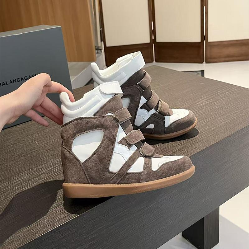 Brand Iarnă Ghete Scurte pentru Femei Toc Pană 6cm Pantofi Sport cu Top Înalt Anti-alunecare Gros Pantofi de Zăpadă Modă Talpă Groasă Pantofi pentru Femei