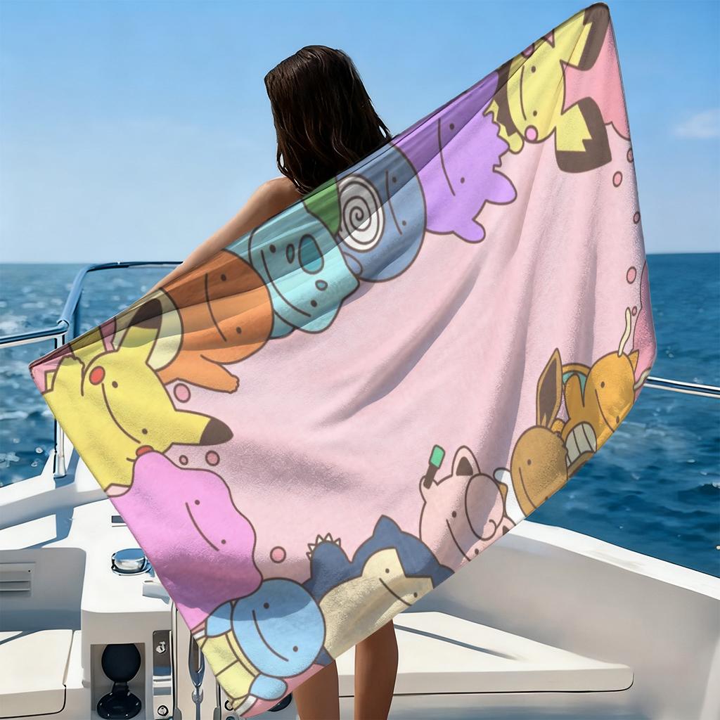 Cute Pokemon Beach Towel Quick-Drying Super Absorbent Bath Towel For Beach Pool Sport Yoga Gym Home Travel Towel Gift For Friend