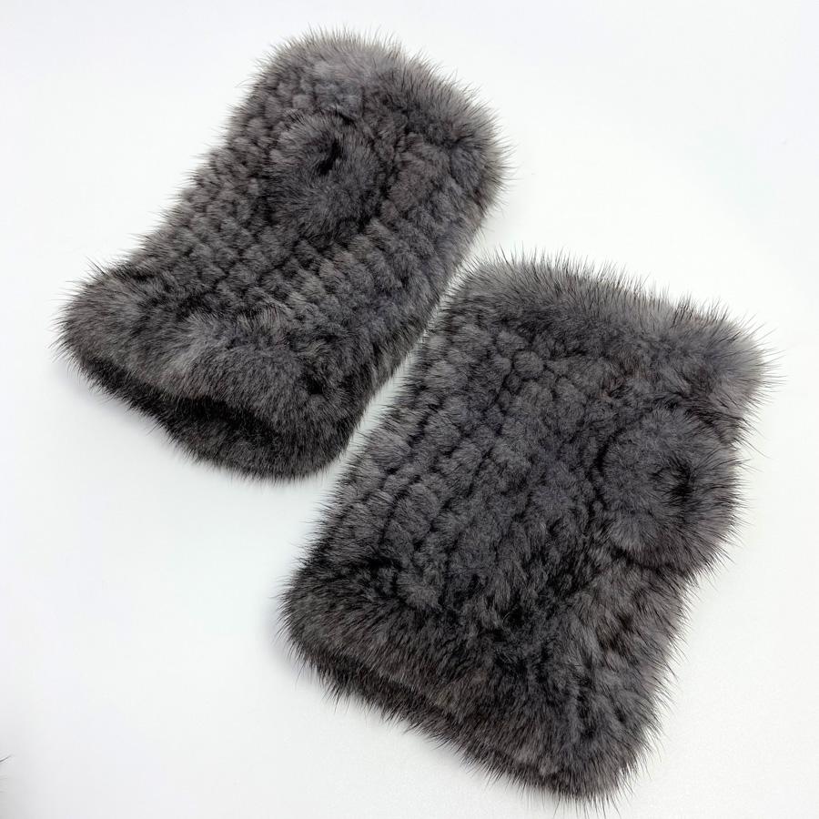 Real Mink Fur Fingerless Gloves for Women Girls Natural Fur Knitted Mittens Warm Soft Luxury Winter Gloves