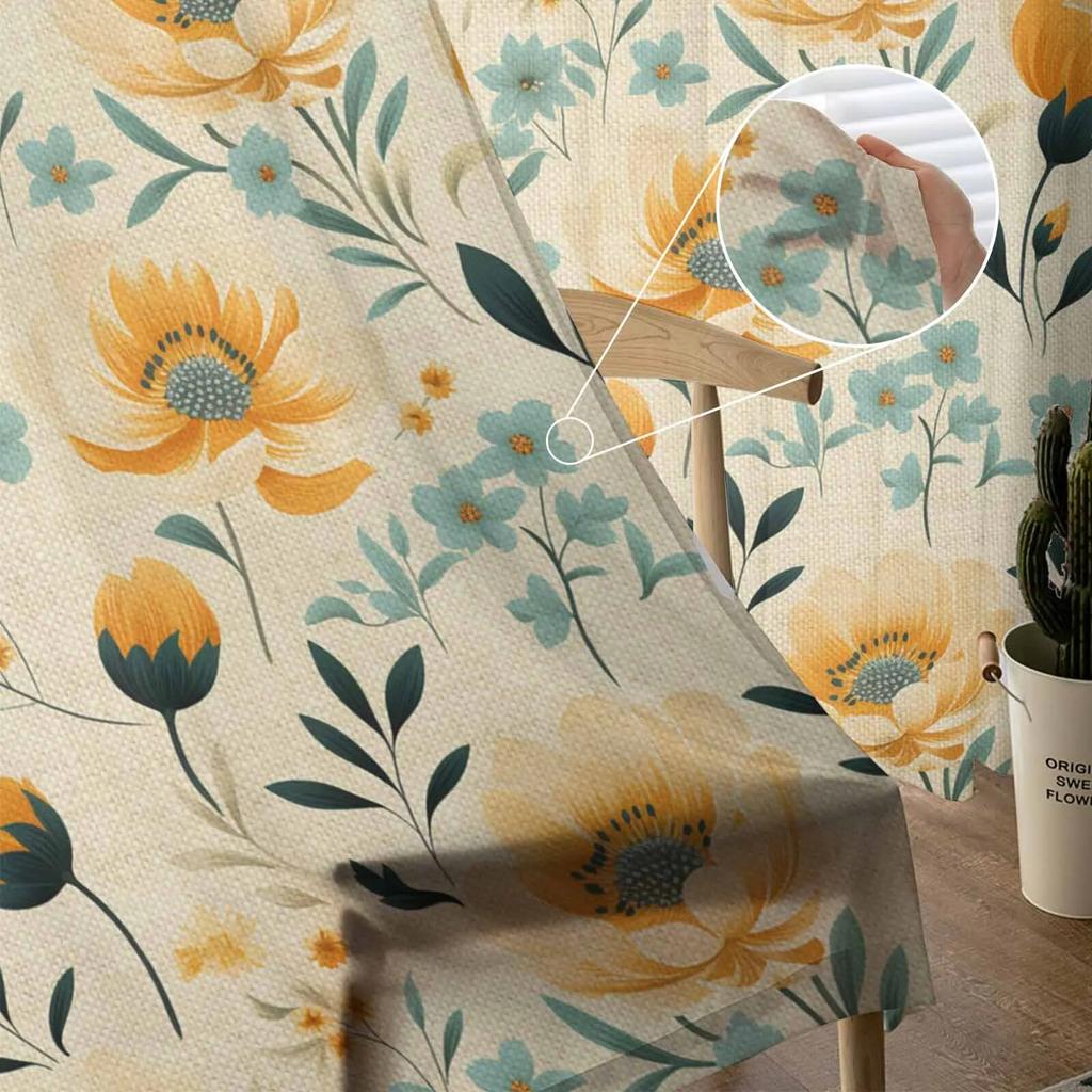 Blumen Blätter Vintage Gardinen für Wohnzimmer Küche Fenster Vorhänge Schlafzimmer Tüll Voile Vorhänge