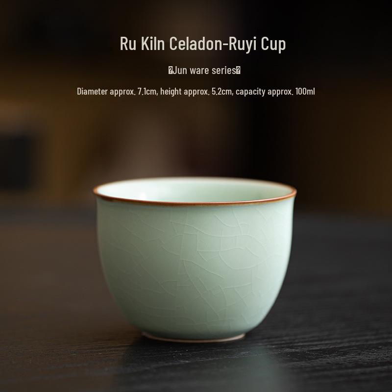 Ru Kiln Celadon Ceramic Tea Tasting Cup - Chinese Gongfu Style Single Host Cup for Personal Use