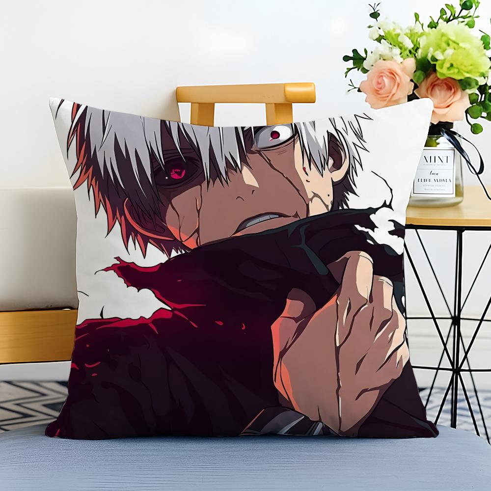 TTokyo Ghoul Cushion Cover Washable Linen Pillowcase Soft for Sofa Bed Cozy Home Room Decor