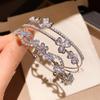 Chic Butterfly Zirconia Open Cuff Bracelet: High-End Fashion Jewelry for Women