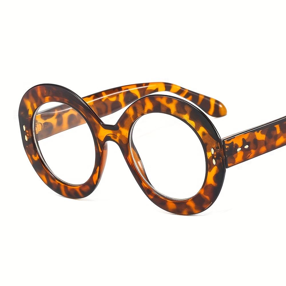 

Oversized Round Jelly Color Clear Lens Glasses Computer Glasses Leopard Decorative Spectacles For Women Men леопардовый