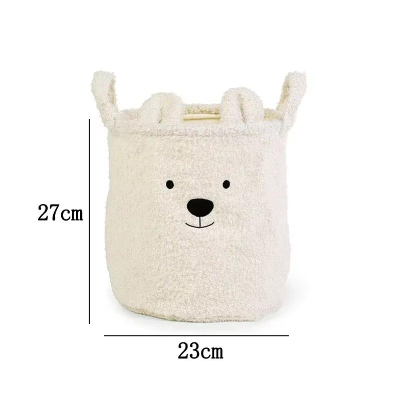 

1Pcs Lambs Wool Pet Toys Snacks Canvas Storage Basket Bear Dirty Clothes Basket Children s Toys Super Soft Touch Charpa Cotton білий