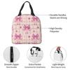 Pink Plaid, Bows And Stars Insulated Lunch Bag for Women Office Cooler Thermal Food Box Tote Portable Lunch Boxes Container