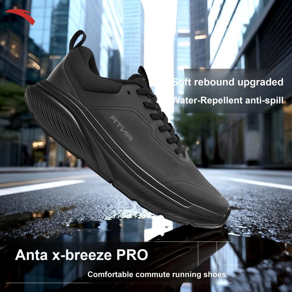 Anta Shining Lite Water Resistant Sports Comfortable Non-Slip Durable Low-Top Running Shoes Men Sneaker Black 112617792R-1