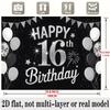 Sweet 16 Birthday Banner, Golden Number Backdrop Wall Decor for Party