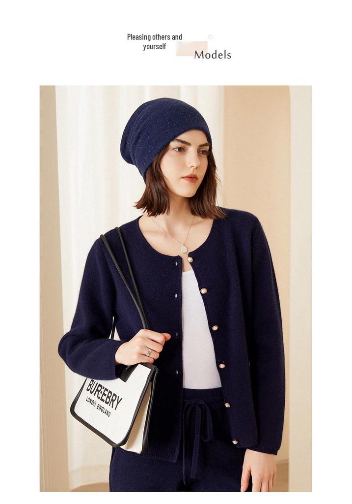 Women's 100% Pure Cashmere Hat: Warm, Double-Layered, New Color Yarn for Autumn and Winter.