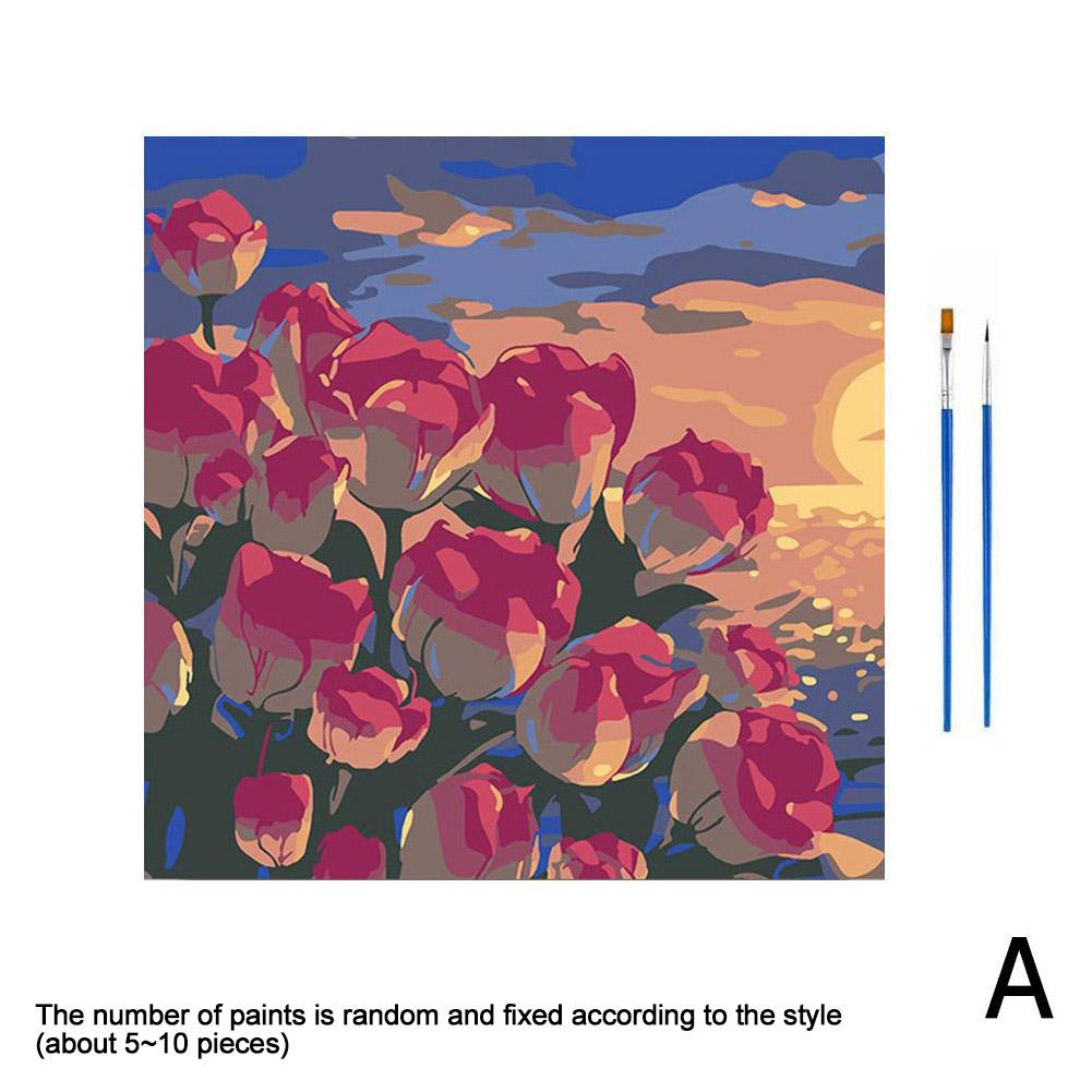 DIY Digital Oil Painting For Rose Flower Hand Painted Oil Painting Coloring by Numbers Acrylic Drawing Modern Wall Home Decor