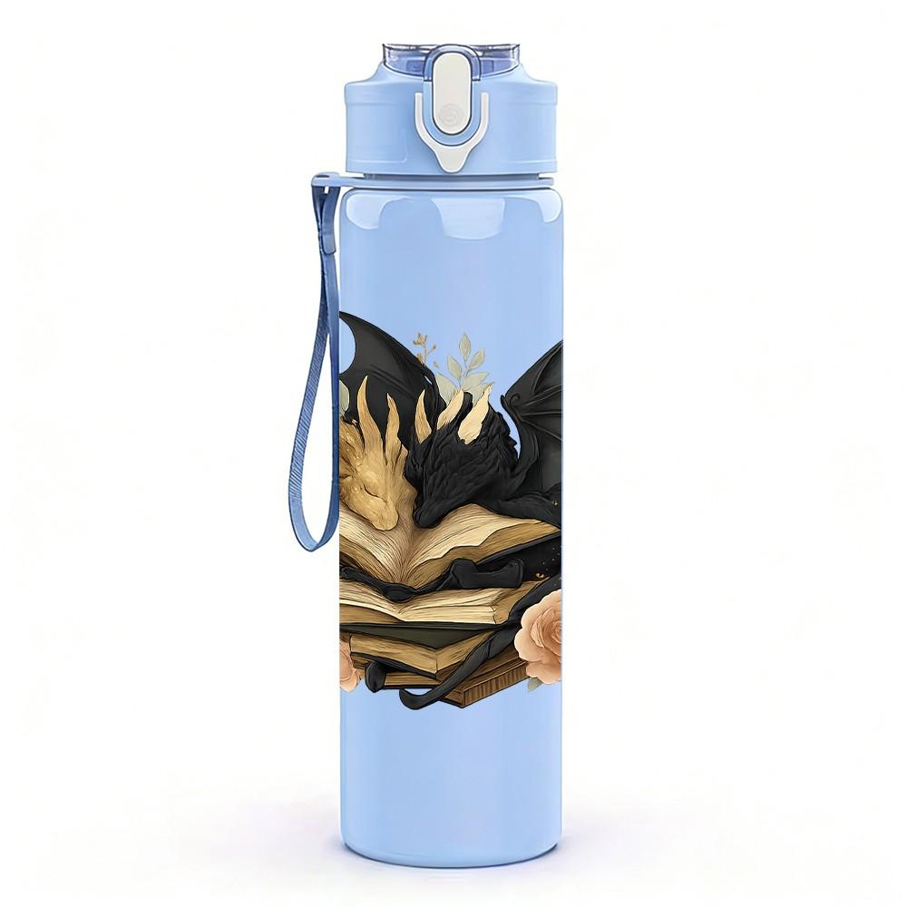 1PC Twisted Dragon Art 750ml Color Plastic Sports Water Bottle Leakproof Flip Straw Lid Suitable for Sports Office Home Use