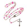 Unisex Long Rosary Beads Chain Crosses Pendant Catholic Crucifix Charm Necklace Flower Beads Neckchain Jewelry Gift