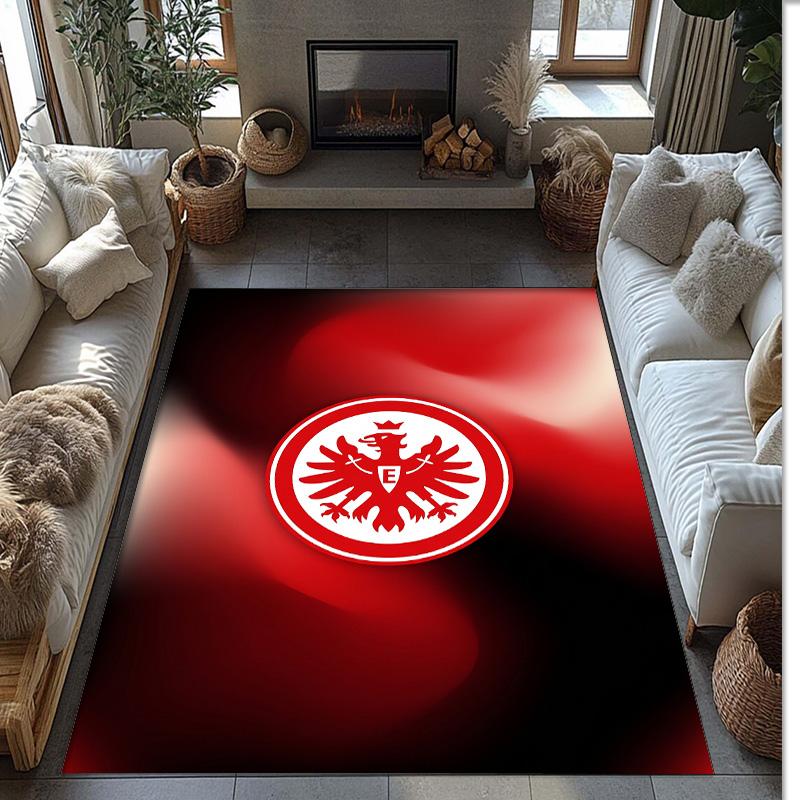 Eintracht Frankfurt Football Print Crystal Velvet Rug, Comfortable Water Absorbent Non Slip Indoor Floor Carpet