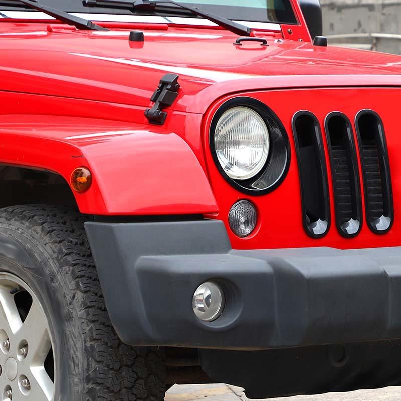 ABS Car Headlight Decorative Cover Grille Decoratiion Stickers For Jeep Wragnler JK 2007-2017 Car Exterior Accessories