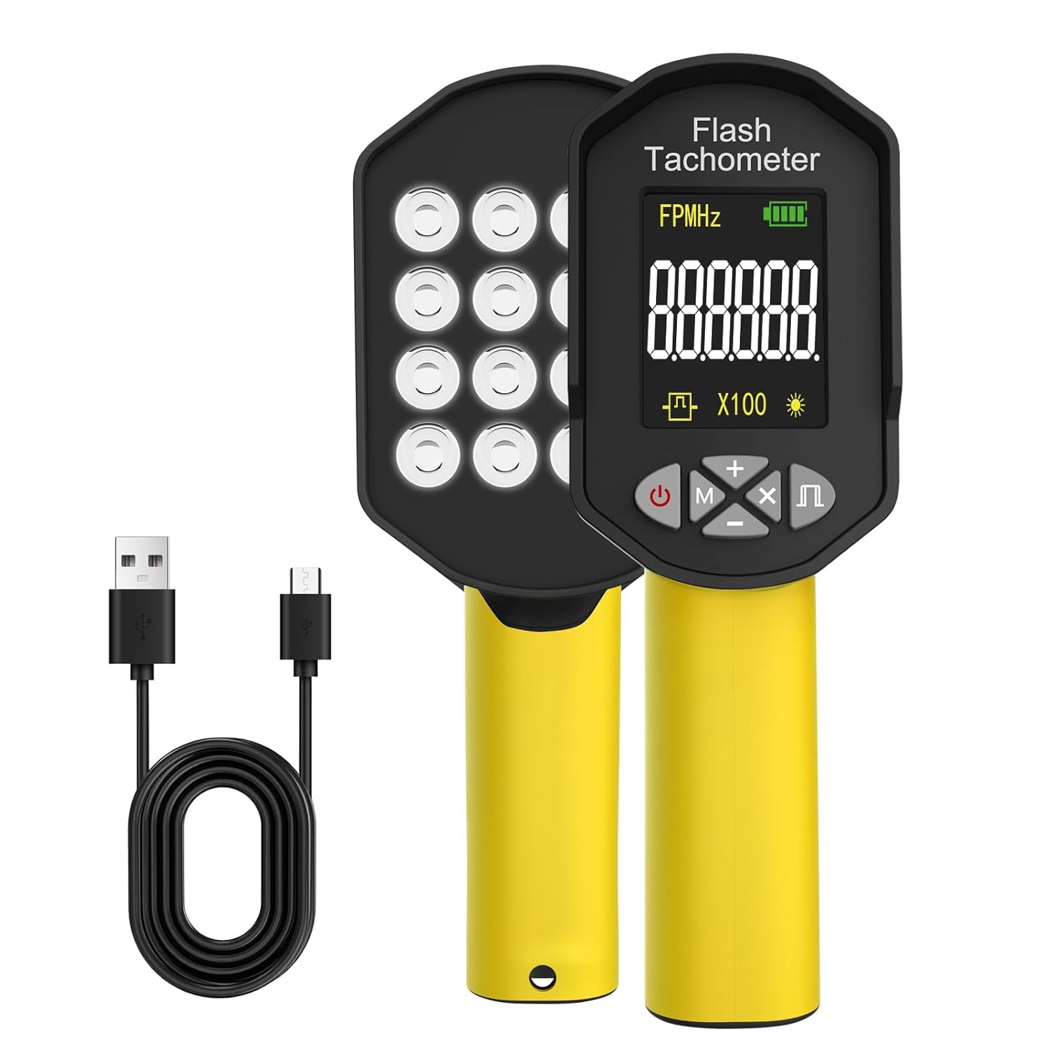 Digital Stroboscope LED Stroboscope RPM rechargeable HVAC motor tire 16 LEDs adjustable lamp bead strobe tachometer AP-8000B 60-100000 compatible,