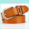 Pure Cowhide Womens Belt With Gold Pin Closure And Unique Style For Casual Outfits