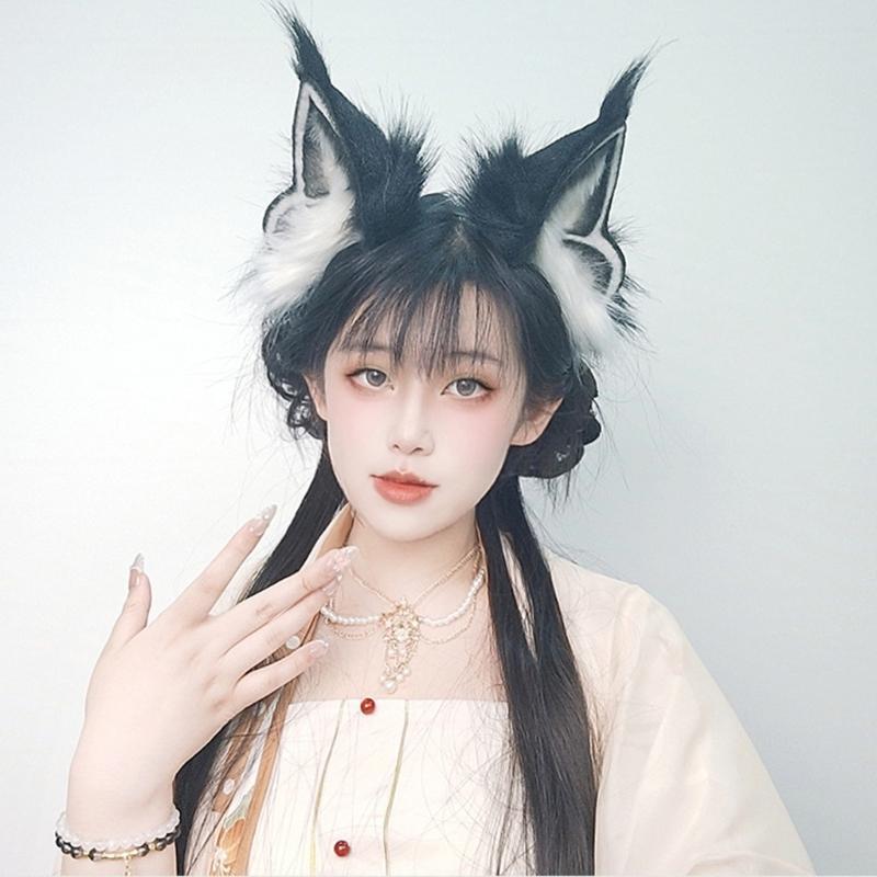 Handmade Adjustable Plush Animal Ears Headbands With Bendable Wire For Cosplays Halloween Costume Party Accessories