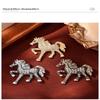 Classic Rhinestone Horse Brooches For Women Zodiac Animal Lapel Pins Casual Party Accessories New Year Gifts Friends