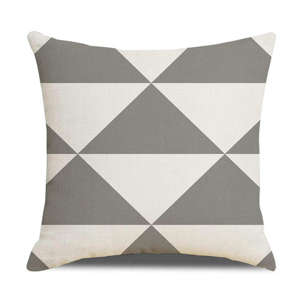 Nordic Simple Pillow Ins Blue Geometric Linen Cotton and Linen Sofa Car Polyester and Linen Pillow Cushion Cover