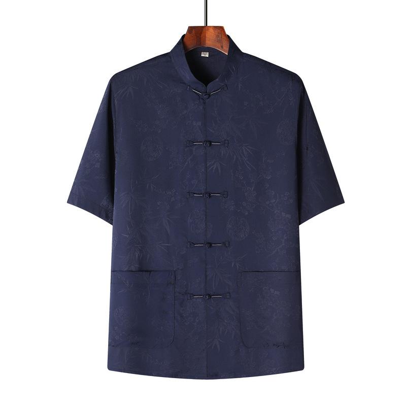 Chinese Style Shirt Short-sleeved Suit Men's High-end Thin Middle-aged and Elderly Casual Dad Clothes Two-piece Set