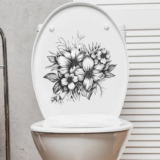 Toilet Sticker Removable Self-adhesive Waterproof PVC Living Room Wall Art Bathroom Toilet Lid Decoration Decal
