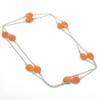 Natural Orange Carnelian Gemstone 925 Sterling Silver Gift Necklace 18" H6d83