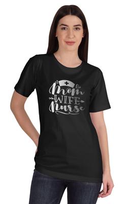 Mama Ehefrau Krankenschwester T-Shirt Oberteile Für Damen Grafisches Rundhals-T-Shirt