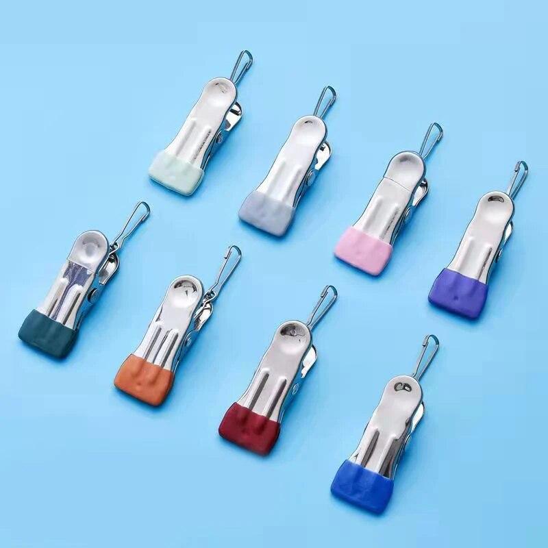 10 szt. Klipsy do ubrań ze stali nierdzewnej Klamerki do prania Haczyk Przenośny Klips do wieszania ubrań Organizer do ubrań do szafy Wieszaki