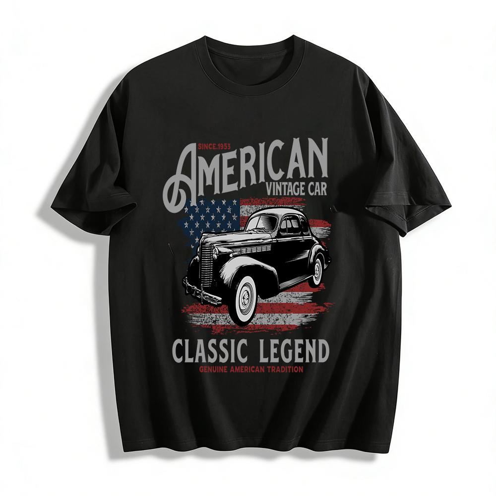 

1953 American Vintage Classic Car Print Tee Genuine American Tradition Top Pure cotton T-shirt XXS