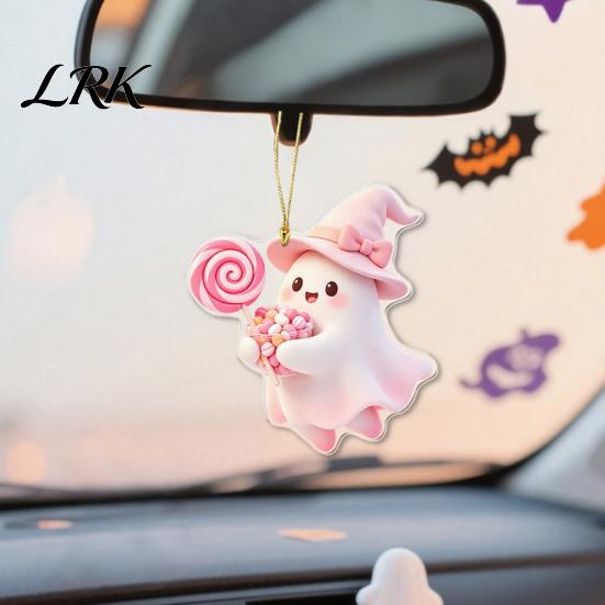 Cute Ghost Witch Bat Pendants Halloween Hanging with Ghost/Bat/Witch Designs, Acrylic Decorative Ornaments Lanyards, Themed Party Favors Lightweight