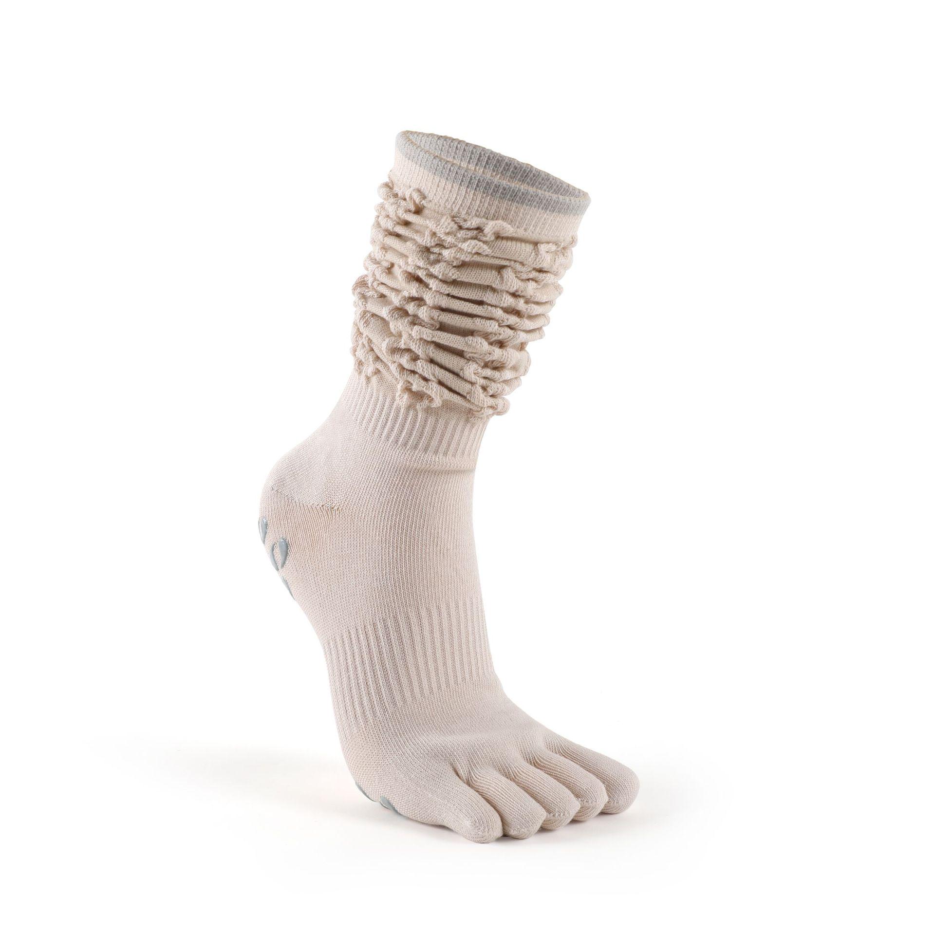 MEIKAN Women s Non-Slip Five-Toe Yoga & Pilates High-Top Socks One Size for Women