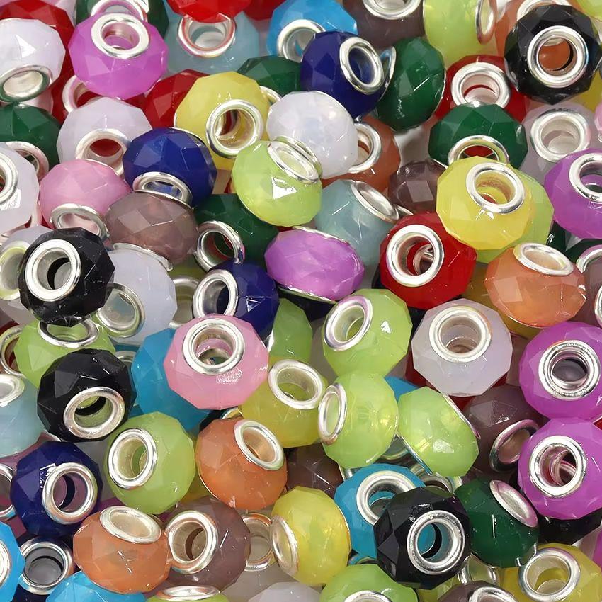 20 Stück/Los 14mm Gelee-Farbe Facettierte Harzperlen Großes Loch Abstandshalter Lose Perlen Für Schmuckherstellung DIY Armband Halskette Großhandel