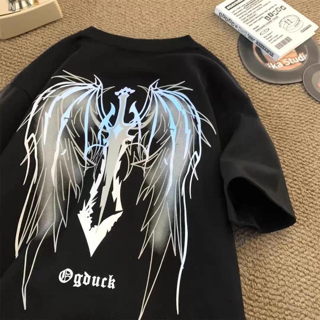 Herren Retro Flügel Rundhals Kurzarm T-Shirt