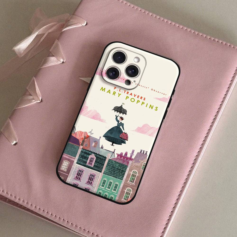 Mary P-Poppins Phone Case For IPhone 1716 15 14 13 Pro Max 11 12 Mini X Xs XR Black Silicone Cover