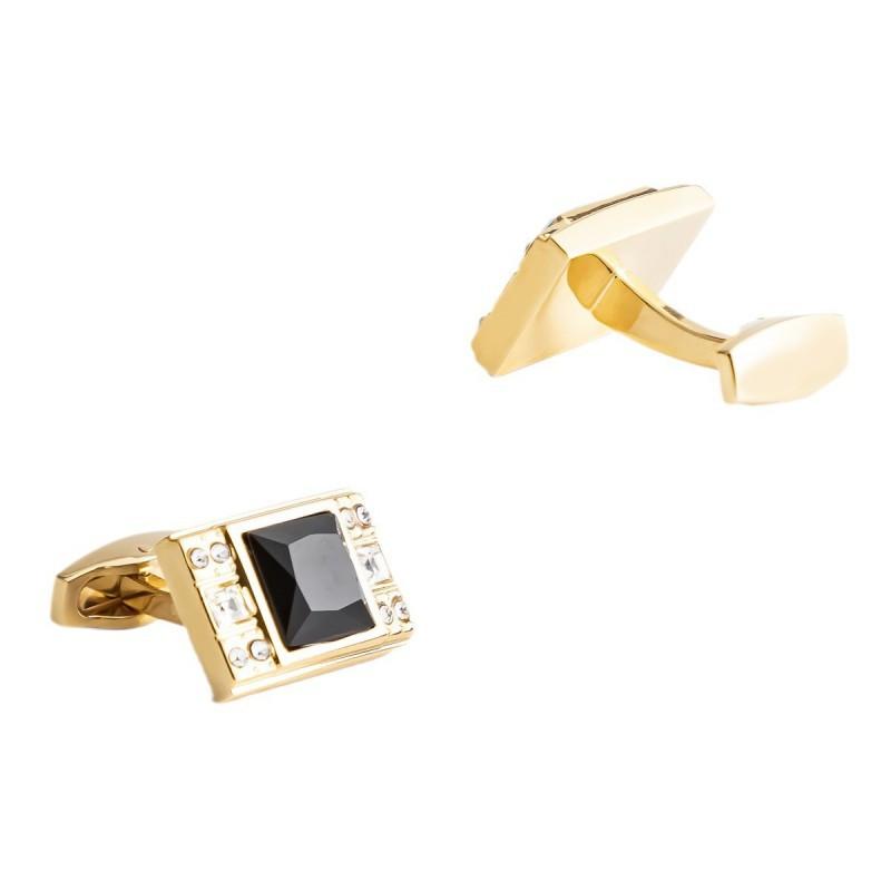 Inlaid Black Rhinestone Copper Zircon Cufflinks Men s Shirt Versatile Metal