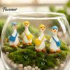 Holiday Decorations for Home 4Pcs Mini Goose Figurines, Miniature Geese Statues with Hat & Bag, Tiny Resin Animal Cute Room Decor Micro Landscape