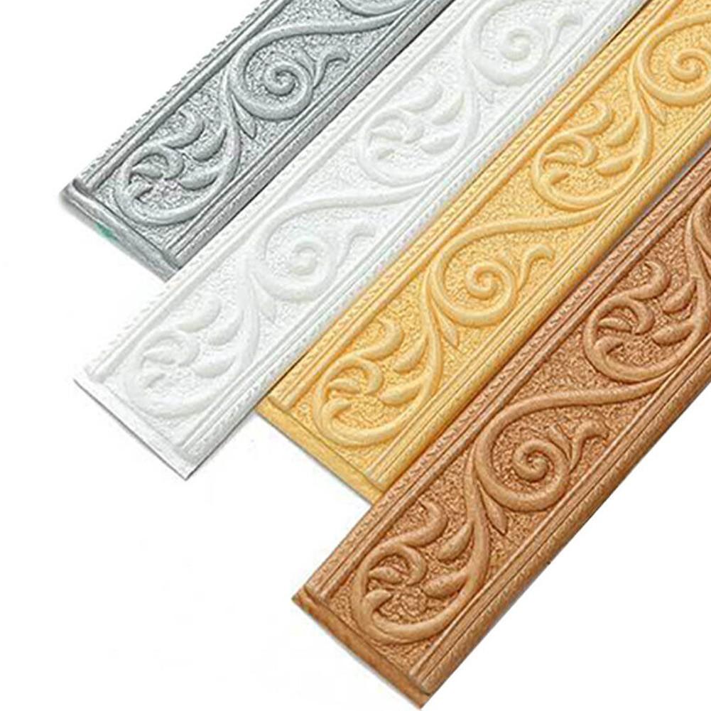 Wall Trim Line 3D Tiles DIY Sticker Decoration Gold