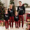 Parent Child Outfit Christmas Print Home Long Sleeved Top And Plaid Striped Trousers Set