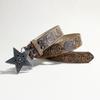 American Retro Western Style Star Embossing Old Belt Female, Niche Design Spice Girl Brown Belt