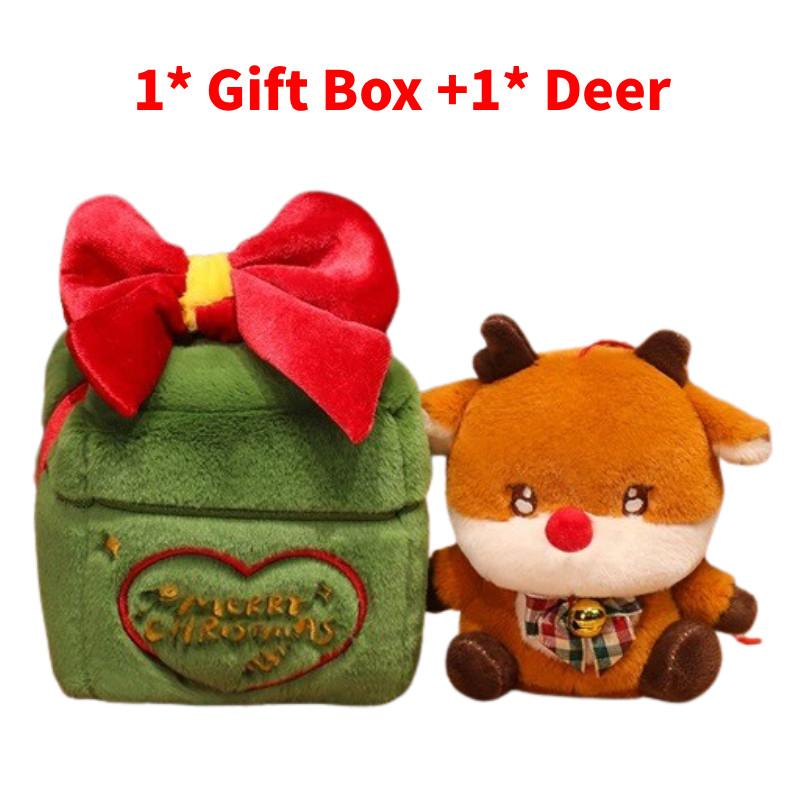 Christmas Gift Box Santa Claus Deer Plush Toy Doll With Pp Cotton Filling For Holiday Decor And Gift Giving