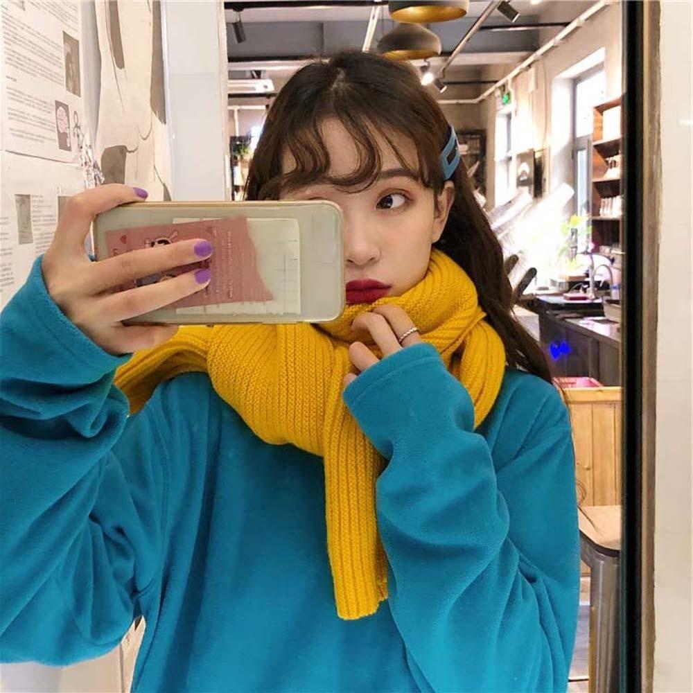 Spandex Knitting Wool Scarf Acrylic Fibers Winter Warmer Scarf Long Thickened Neckscarf  Women