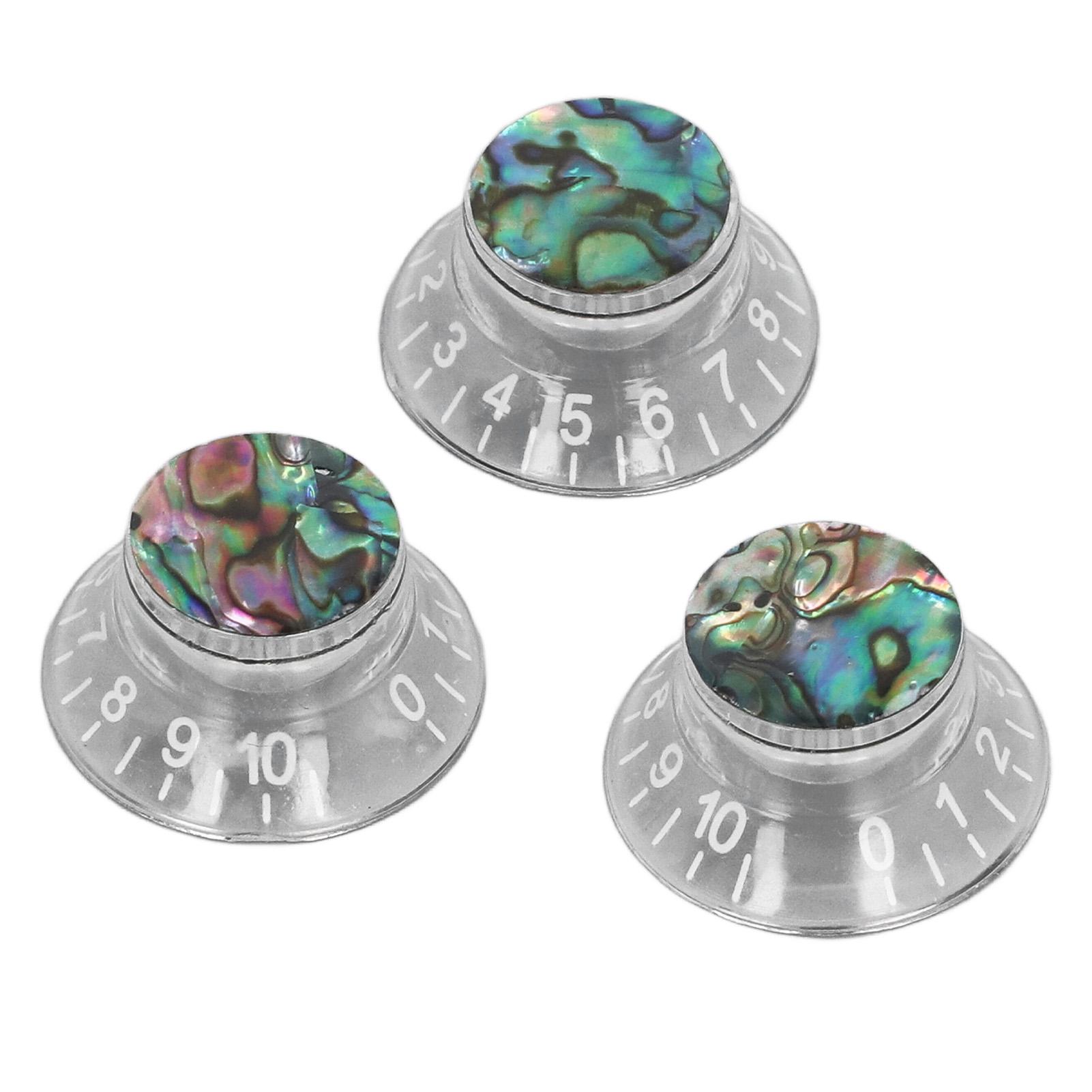 

3Pcs Spline Top Hat Volume Tone Knob for Les Paul Electric Guitar Replacement Parts Transparent with White Character