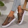 Fashion Fashion Leopard Lace Up Skate Shoes Women 2025 Summer Punk Metal Zip Decoration Round Toe Low Heel Casual Shoes Non Slip Sneaker