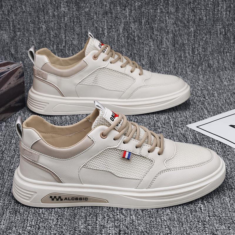 Men's shoes 2025 new explosion summer breathable deodorant mesh hollow mesh small white board shoes men's sports and leisure network