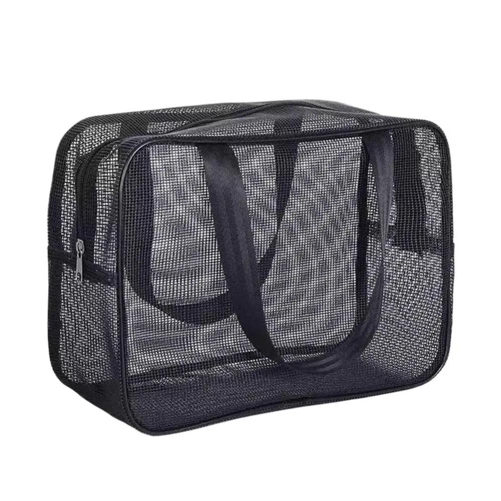 

Metal Zip Mesh Handbag 360 Degree Drainage Design High Quality Handle for Travel Makeup Storage Waterproof Wash Bag L